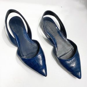 Navy Snakeskin (faux)  Pointed Toe Flats